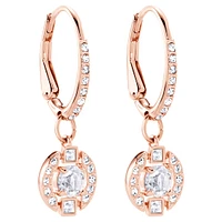 Swarovski Sparkling Dance drop earrings, Round cut, Pavé, White, Rose gold-tone plated by SWAROVSKI