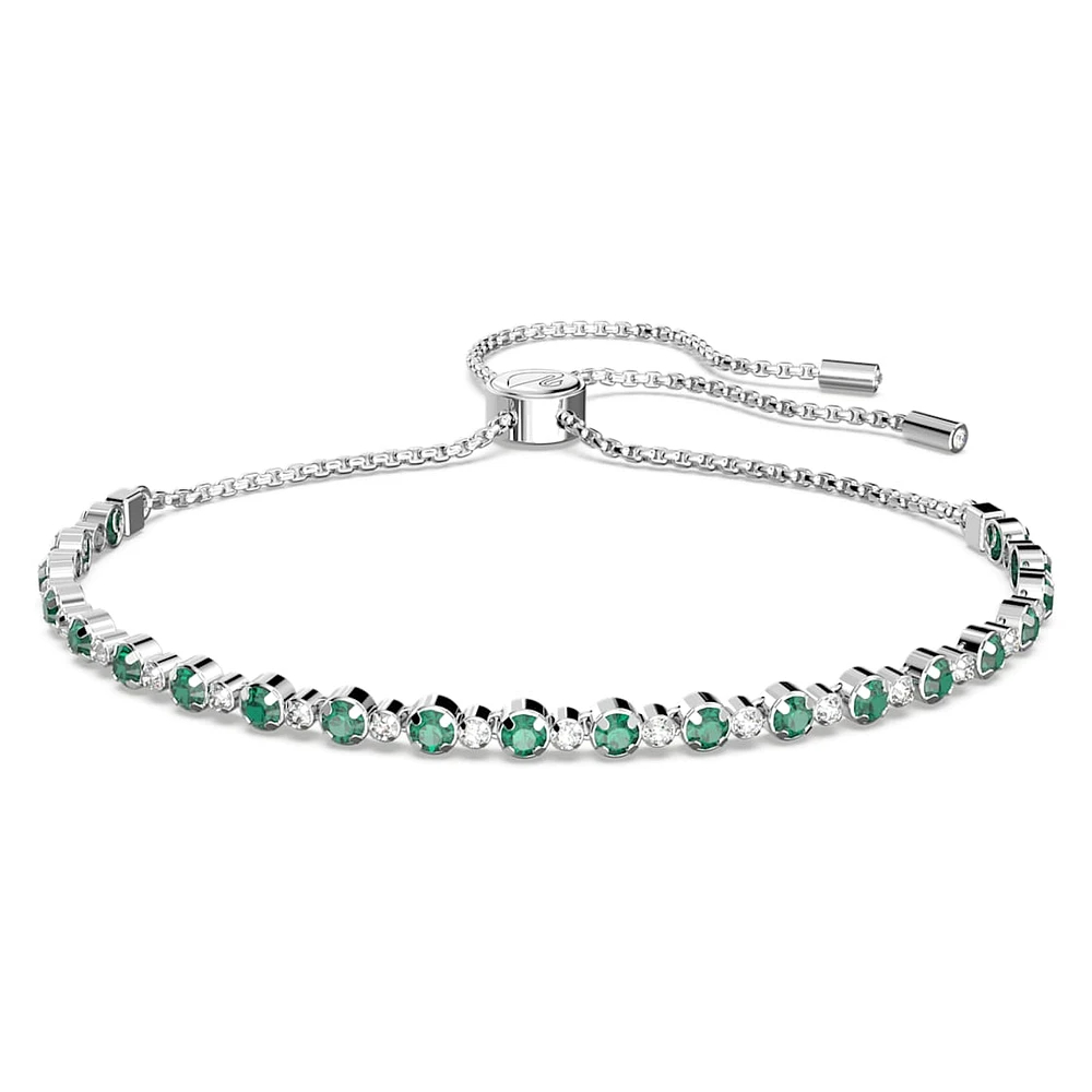 Matrix bracelet, Round cut, Green, Rhodium plated by SWAROVSKI