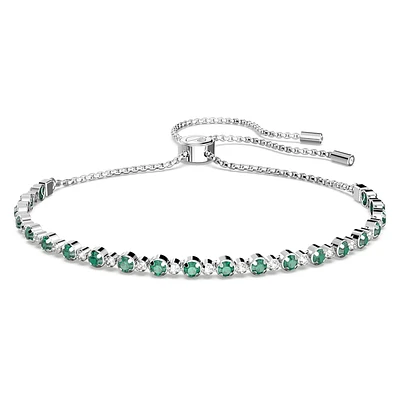 Matrix bracelet, Round cut, Green, Rhodium plated by SWAROVSKI