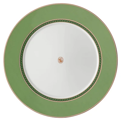 Signum dinner plate, Porcelain, Green by SWAROVSKI