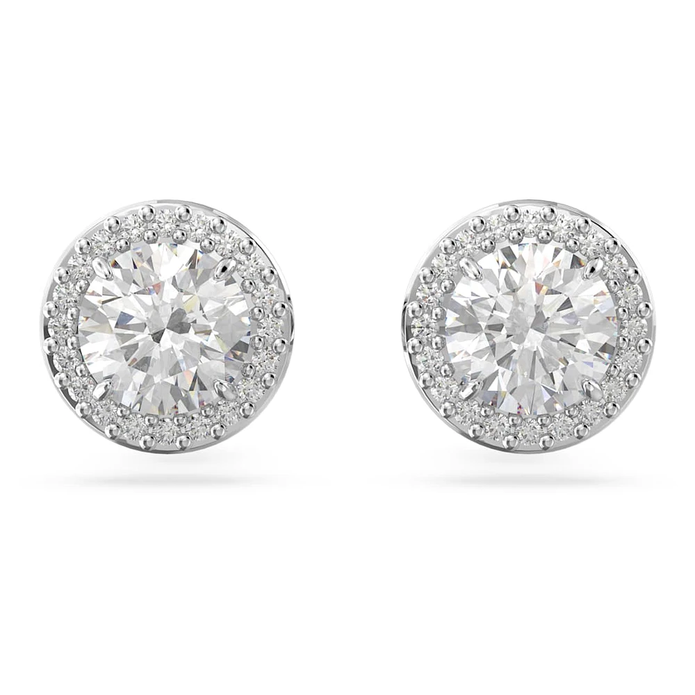 Constella stud earrings, Round cut, Pavé, White