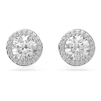Constella stud earrings, Round cut, Pavé, White