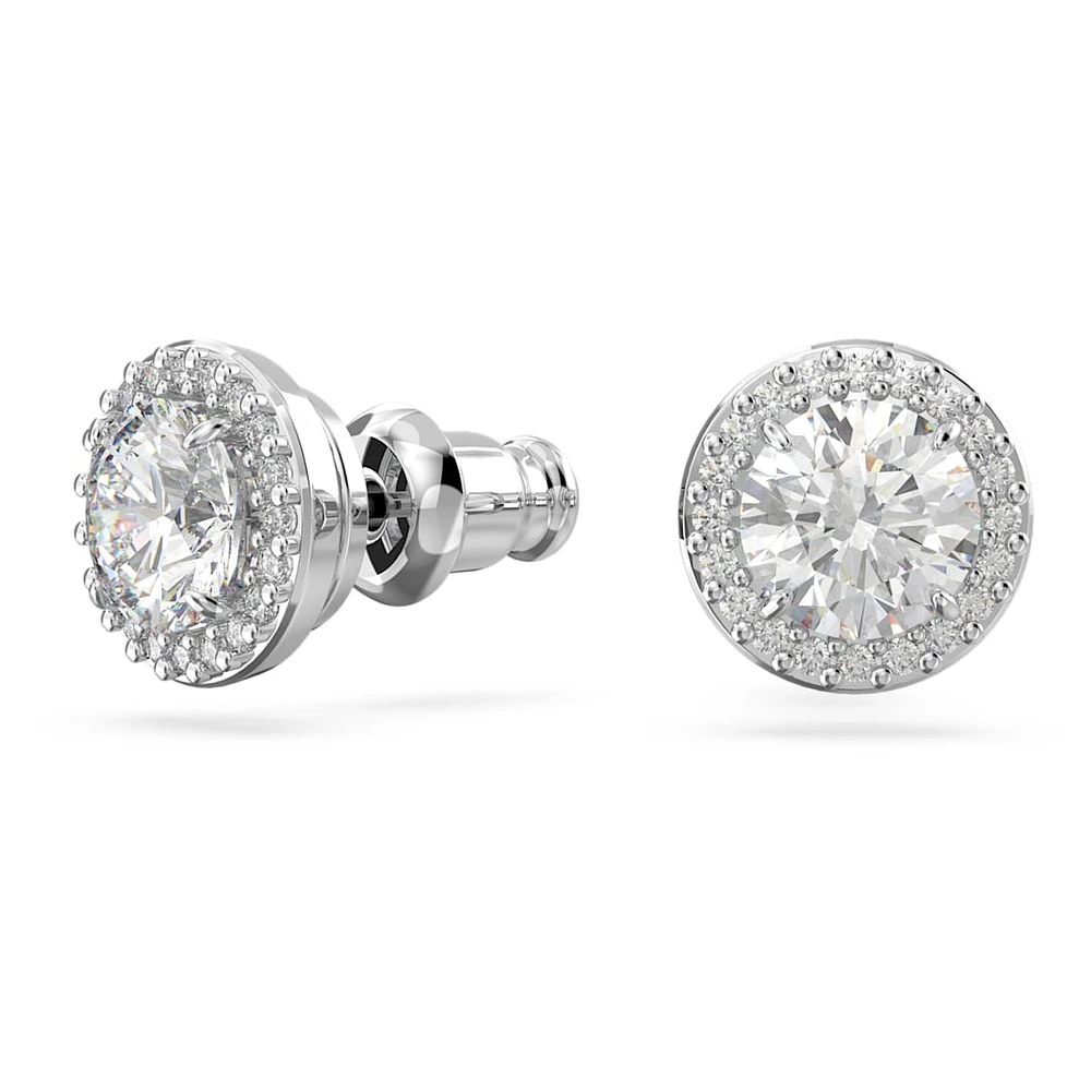 Constella stud earrings, Round cut, Pavé, White