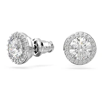 Constella stud earrings, Round cut, Pavé, White