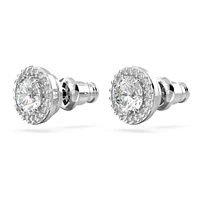 Constella stud earrings, Round cut, Pavé, White