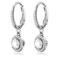 Constella drop earrings, Round cut, Pavé, White, Rhodium plated by SWAROVSKI