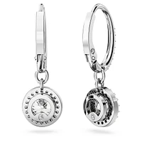 Constella drop earrings, Round cut, Pavé, White, Rhodium plated by SWAROVSKI