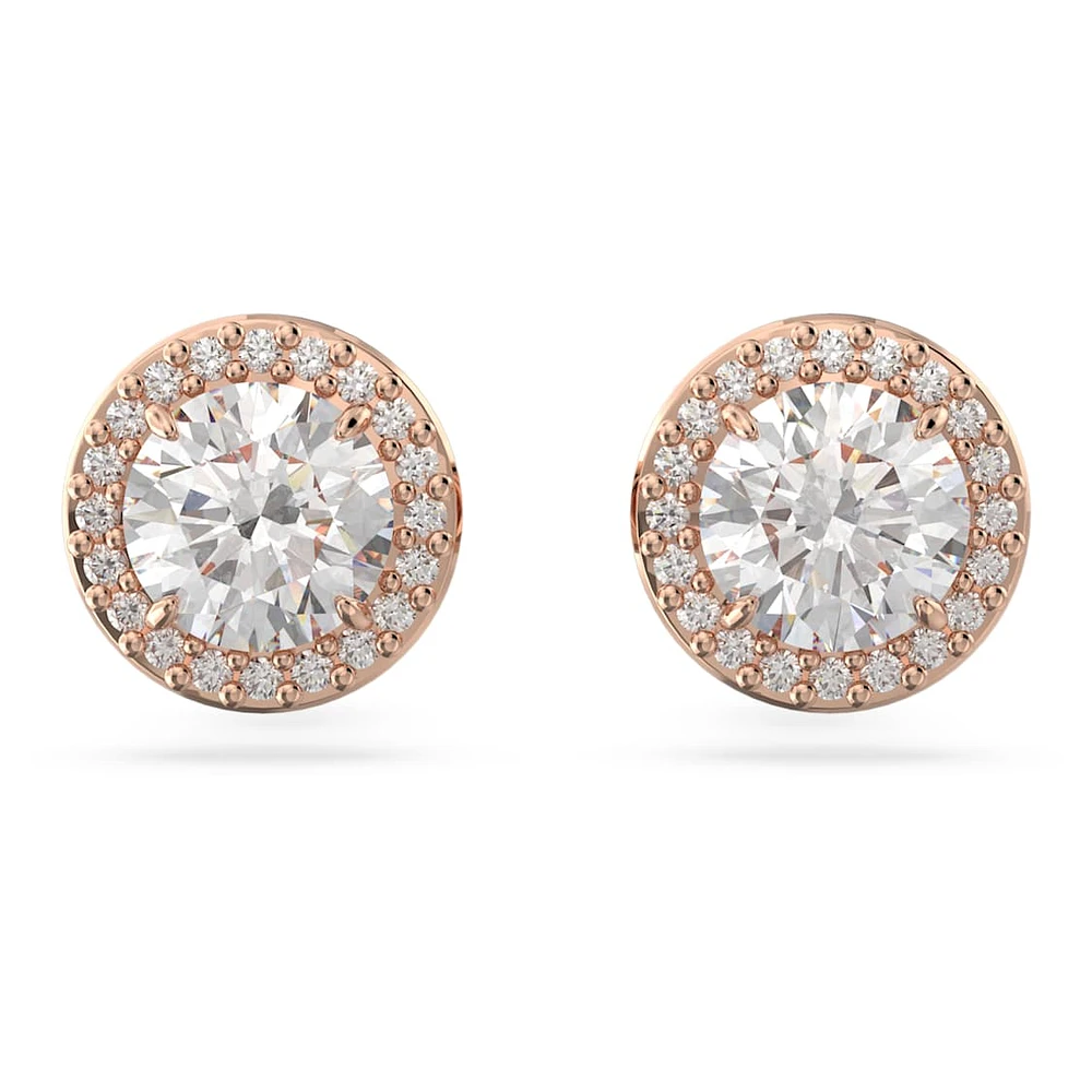 Constella stud earrings, Round cut, Pavé, White