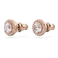 Constella stud earrings, Round cut, Pavé, White