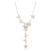 Idyllia Lilia Y necklace, Butterfly, White, Rose gold-tone plated by SWAROVSKI