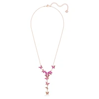 Idyllia Lilia Y necklace, Butterfly, Pink, Rose gold-tone plated by SWAROVSKI