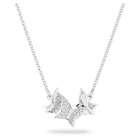 Idyllia Lilia necklace, Butterfly, White, Rhodium plated by SWAROVSKI
