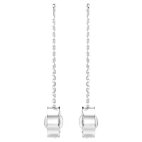 Hollow drop earrings, Long, White, Rhodium plated by SWAROVSKI