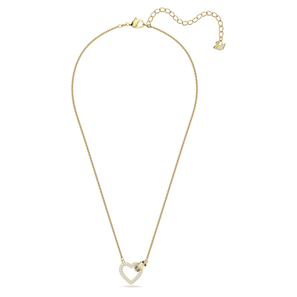 Lovely necklace, Heart, White, Gold-tone plated by SWAROVSKI