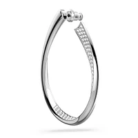 Exist hoop earrings, Medium, White, Rhodium plated by SWAROVSKI