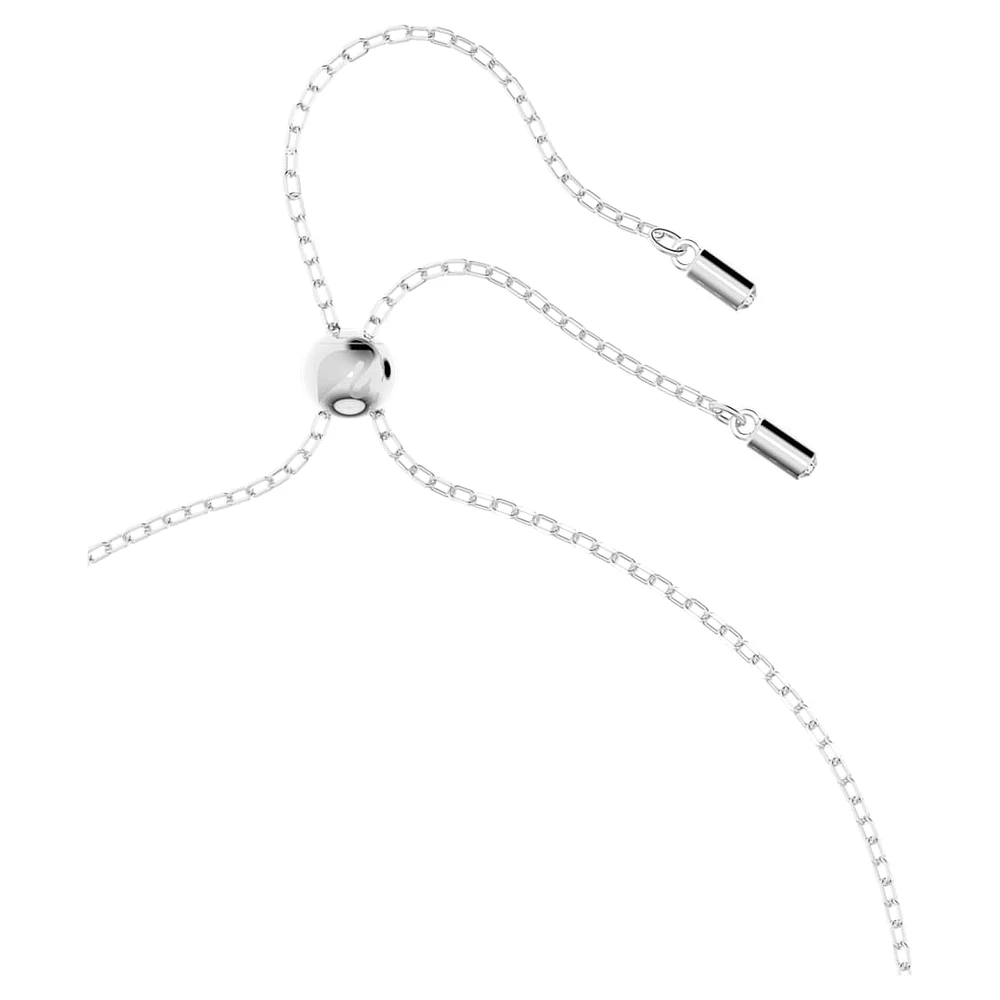 Hollow pendant, Interlocking loop, White, Rhodium plated by SWAROVSKI