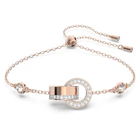 Hollow bracelet, Interlocking loop, White, Rose gold-tone plated by SWAROVSKI