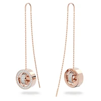 Hollow drop earrings, Long, White, Rose gold-tone plated by SWAROVSKI