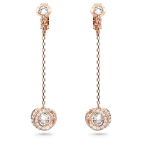 Generation clip earrings, Long, White, Rose gold-tone plated by SWAROVSKI