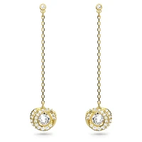 Generation drop earrings, Long, White, Gold-tone plated by SWAROVSKI