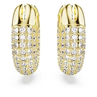Dextera hoop earrings, Small, White, Gold-tone plated by SWAROVSKI