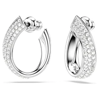 Exist hoop earrings, Small, White, Rhodium plated by SWAROVSKI