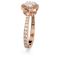 Constella cocktail ring, Round cut, Pavé, White, Rose gold-tone plated by SWAROVSKI
