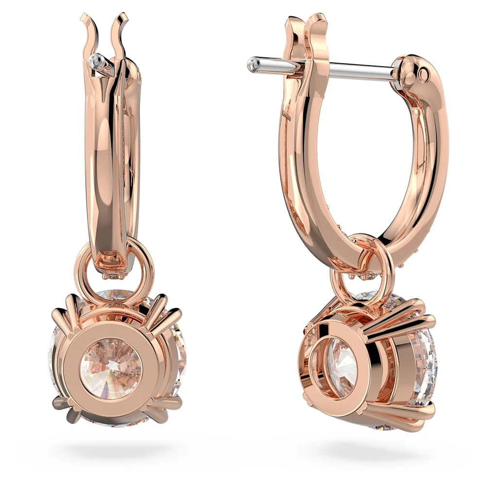 Stilla drop earrings, Round cut, White, Rose gold-tone plated by SWAROVSKI