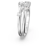 Constella ring, Set (2), Round cut, White, Rhodium plated by SWAROVSKI