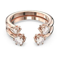 Constella ring, Set (2), Round cut, White, Rose gold-tone plated by SWAROVSKI
