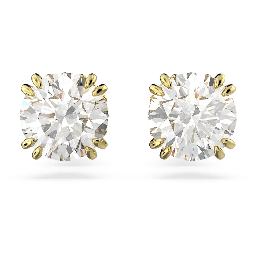 Constella stud earrings, Round cut, White, Gold-tone plated by SWAROVSKI