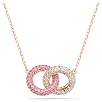 Dextera necklace, Intertwined circles, Pink, Rose gold-tone plated by SWAROVSKI