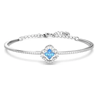 Una bangle, Clover, Blue, Rhodium plated by SWAROVSKI