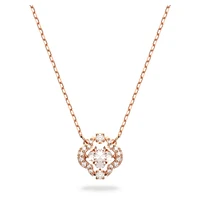 Swarovski Sparkling Dance necklace, Clover, White, Rose gold-tone plated by SWAROVSKI