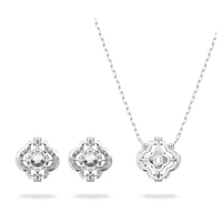Swarovski Sparkling Dance set, Mixed cuts, Clover, White, Rhodium plated by SWAROVSKI