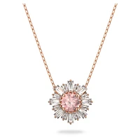 Idyllia pendant, Mixed cuts, Sun, Pink, Rose gold-tone plated by SWAROVSKI