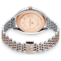 Crystalline aura watch, Swiss Made, Metal bracelet, Rose gold tone, Mixed metal finish by SWAROVSKI
