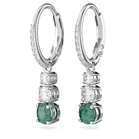 Stilla Attract drop earrings, Round cut, Green, Rhodium plated by SWAROVSKI