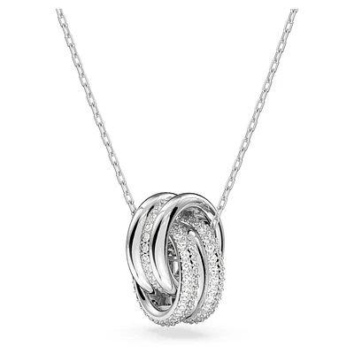 Further pendant, Intertwined circles, Small, White, Rhodium plated by SWAROVSKI