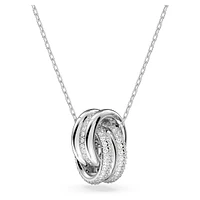 Further pendant, Intertwined circles, Small, White, Rhodium plated by SWAROVSKI