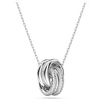 Further pendant, Intertwined circles, Small, White, Rhodium plated by SWAROVSKI
