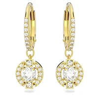 Swarovski Sparkling Dance drop earrings, Round cut, White, Gold-tone plated by SWAROVSKI