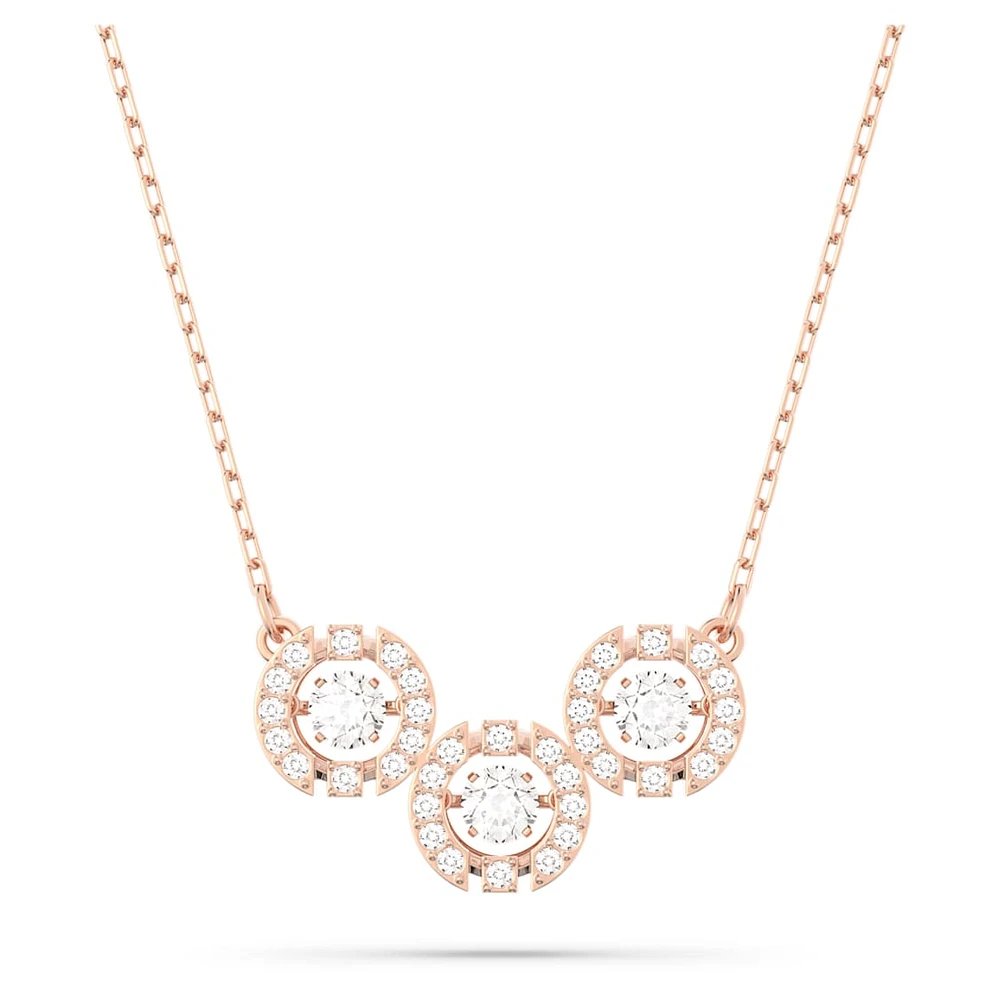 Swarovski Sparkling Dance Trilogy necklace, Round cut, White, Rose gold-tone plated by SWAROVSKI