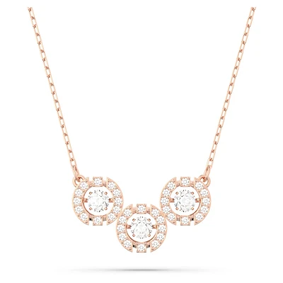 Swarovski Sparkling Dance Trilogy necklace, Round cut, White, Rose gold-tone plated by SWAROVSKI