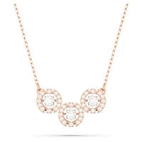 Swarovski Sparkling Dance Trilogy necklace, Round cut, White, Rose gold-tone plated by SWAROVSKI