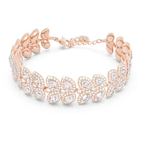 Baron bracelet, Leaf, White, Rose gold-tone plated by SWAROVSKI