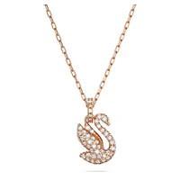 Swarovski Iconic Swan pendant, Swan, Small, White, Rose gold-tone plated by SWAROVSKI