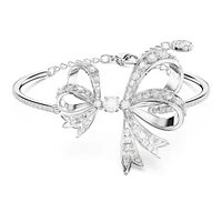 Volta bangle, Bow, White, Rhodium plated by SWAROVSKI
