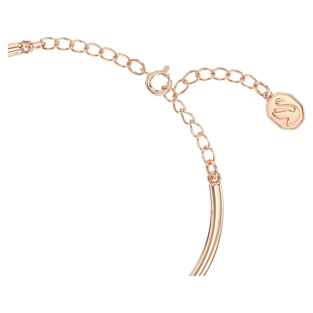 Volta bangle, Bow, White, Rose gold-tone plated by SWAROVSKI