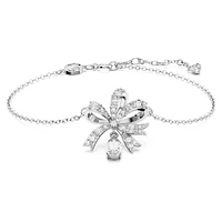 Volta bracelet, Bow, White, Rhodium plated by SWAROVSKI